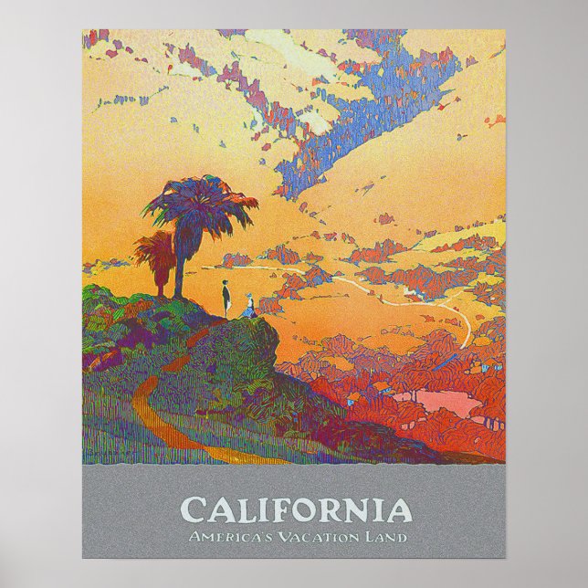 Póster Afiche de Viaje de los Estados Unidos de Californi (Frente)
