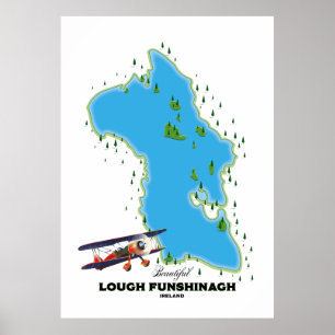 Póster Afiche de viaje de Lough Funshinagh Ireland.