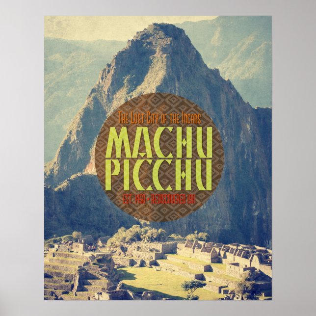 Póster Afiche de viaje de Machu Picchu Perú (Frente)