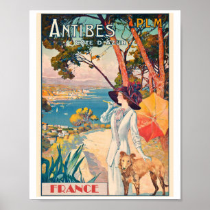 Póster Afiche de viaje de MAKOM VINTAGE ART- France Antib
