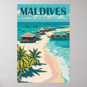Póster Afiche de viaje de Maldivas