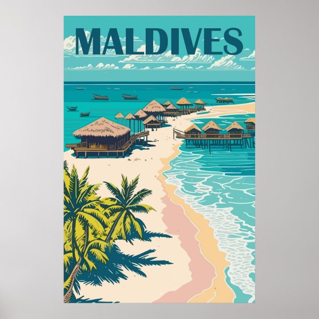 Póster Afiche de viaje de Maldivas (Frente)