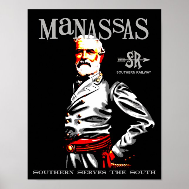 Póster Afiche de viaje de Manassas Virginia Retro (Frente)