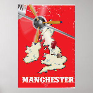 Póster Afiche de Viaje de Manchester