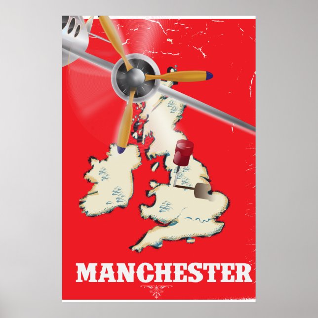 Póster Afiche de Viaje de Manchester (Frente)