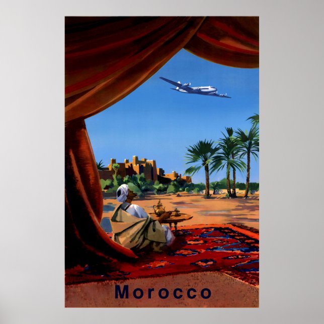 Póster Afiche de viaje de Marruecos. (Frente)