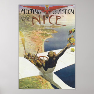 Póster Afiche de viaje de Meeting Aviation Nice