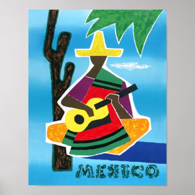 Póster Afiche de viaje de México. (Frente)