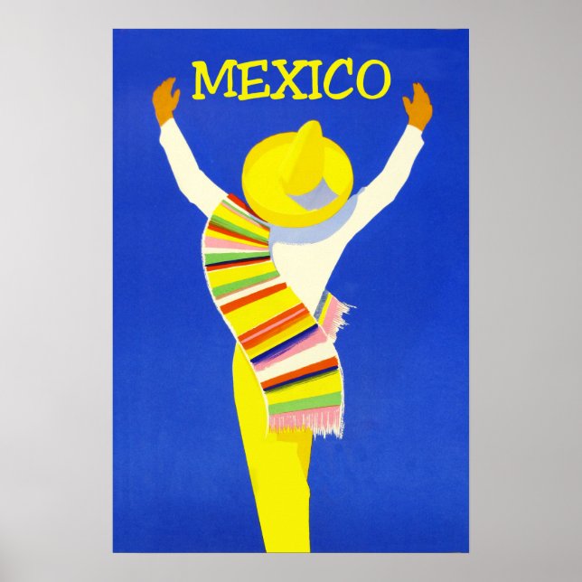 Póster Afiche de viaje de México. (Frente)