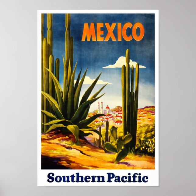 Póster Afiche de viaje de México estilo retro (Frente)