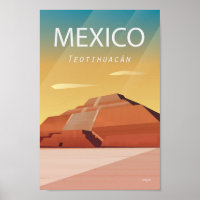 Afiche de viaje de México Pirámide Teotihuacan