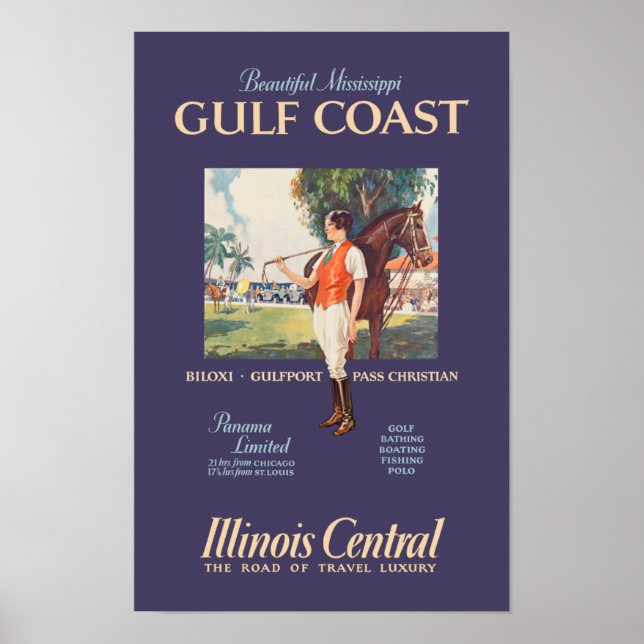 Póster Afiche de viaje de Misisipi Gulf Coast (Frente)