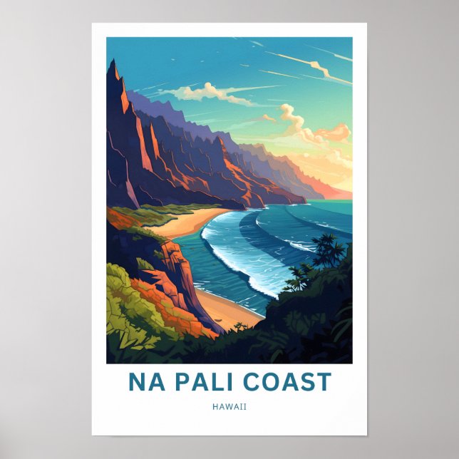 Póster Afiche de viaje de Na Pali Coast Hawaii (Frente)