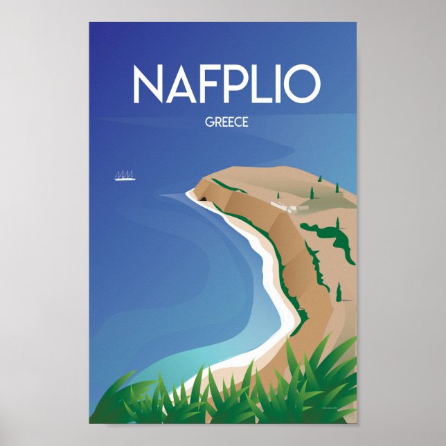 Póster Afiche de viaje de Nafplio Grecia (Frente)
