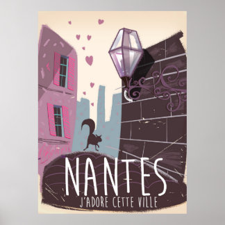 Póster Afiche de viaje de Nantes France