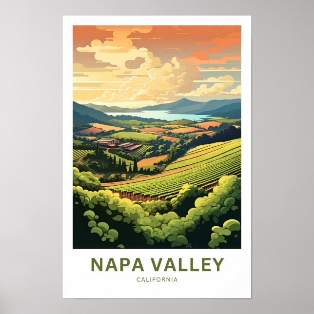 Póster Afiche de viaje de Napa Valley California (Frente)