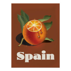 Póster Afiche de viaje de naranja de España
