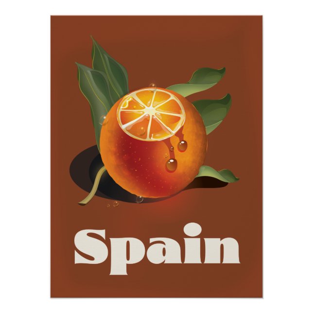 Póster Afiche de viaje de naranja de España (Anverso)