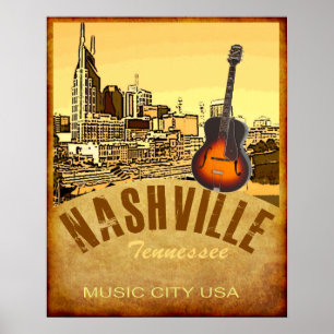 Póster Afiche de viaje de Nashville Tennessee