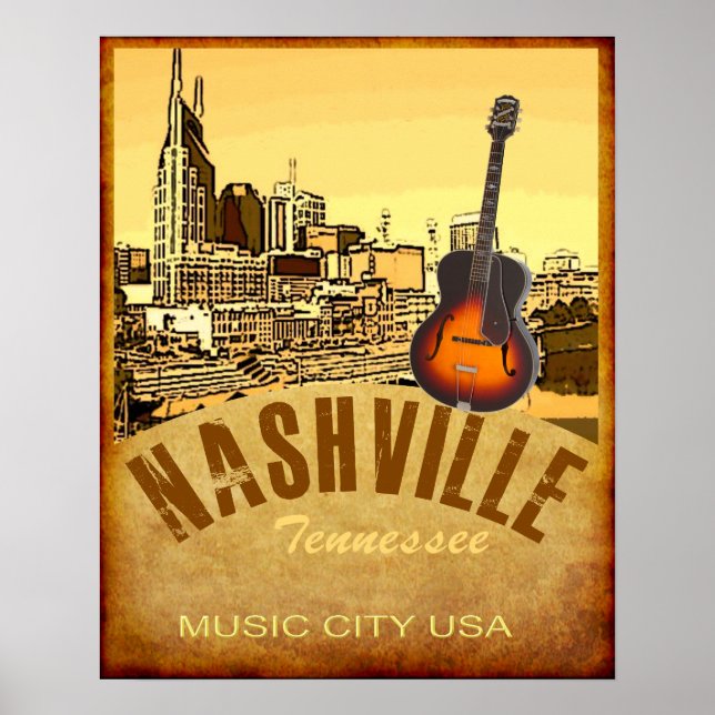 Póster Afiche de viaje de Nashville Tennessee (Frente)