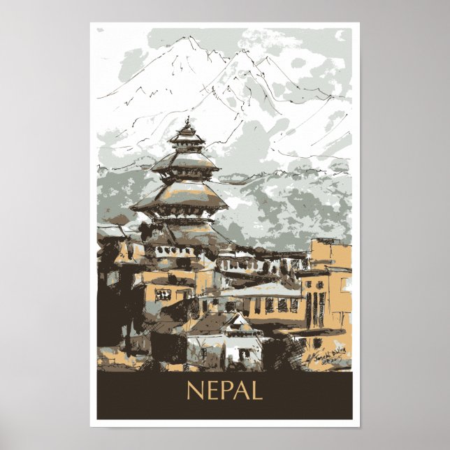 Póster Afiche de viaje de Nepal (Frente)