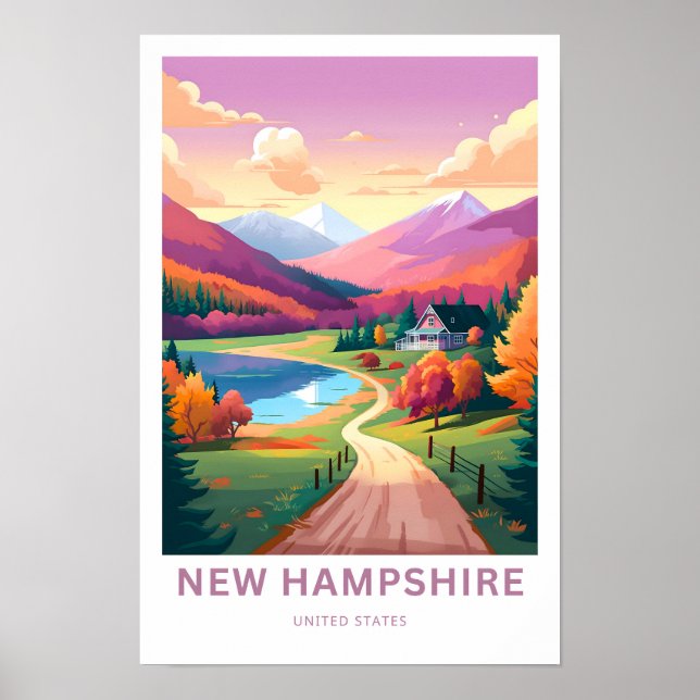 Póster Afiche de viaje de New Hampshire Estados Unidos (Frente)