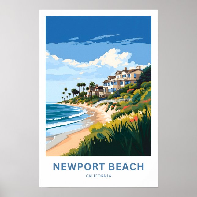 Póster Afiche de viaje de Newport Beach California (Frente)