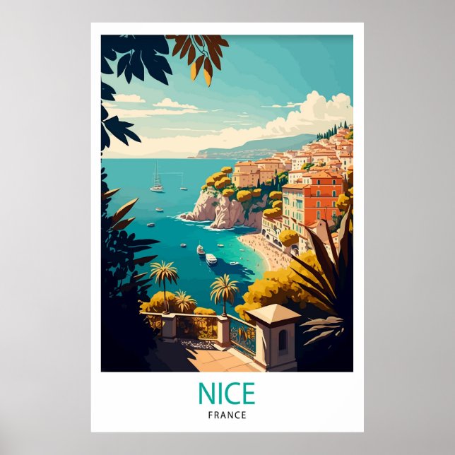 Póster Afiche de viaje de Nice France (Frente)