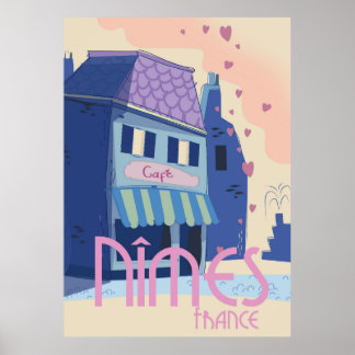 Póster Afiche de viaje de Nîmes France.