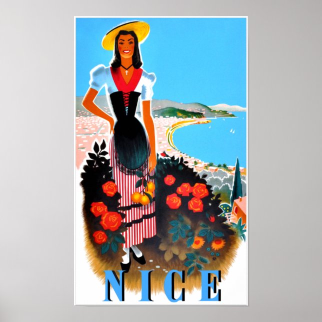 Póster Afiche de viaje de Niza, Francia (Frente)