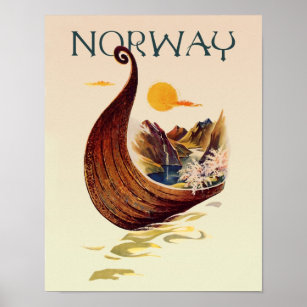 Póster Afiche de viaje de Noruega