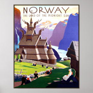 Póster Afiche de viaje de Noruega