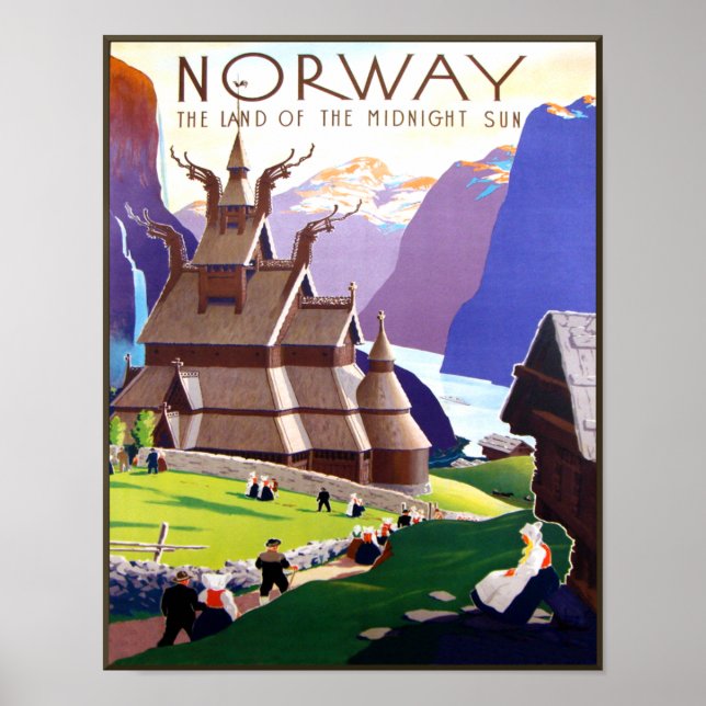 Póster Afiche de viaje de Noruega (Frente)