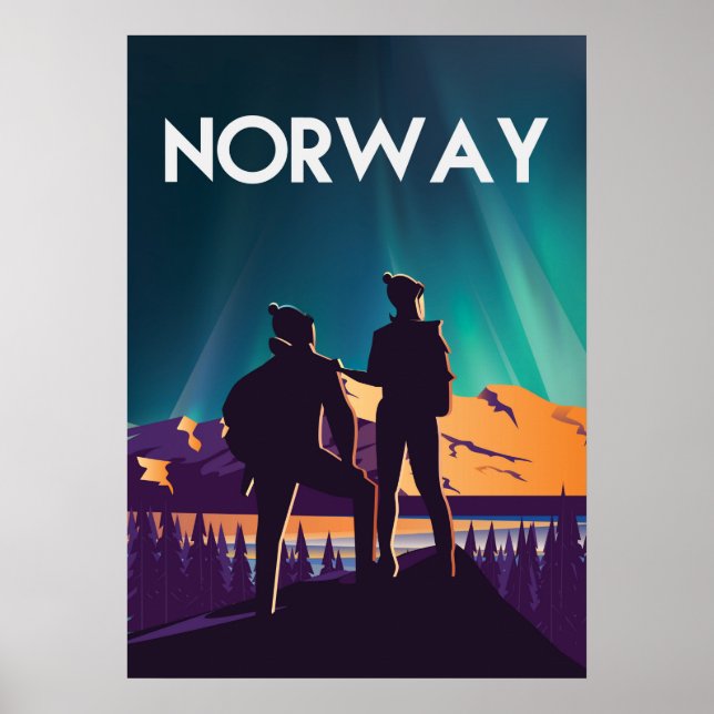 Póster Afiche de viaje de Noruega (Frente)