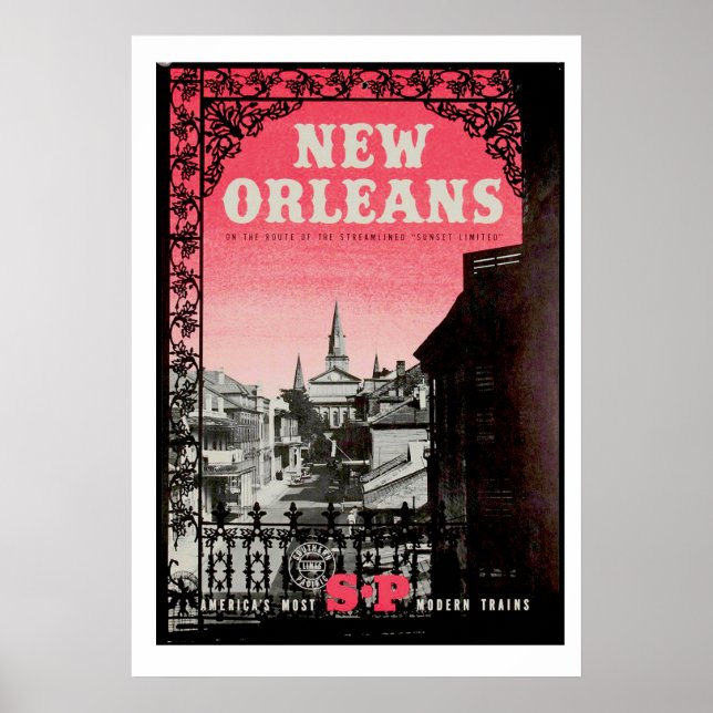 Póster Afiche de Viaje de Nueva Orleans (Frente)