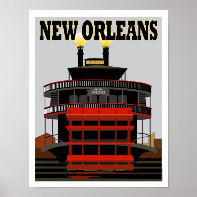 Póster Afiche de viaje de Nueva Orleans (Frente)