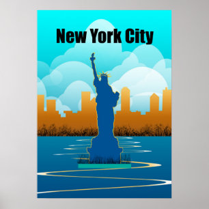 Póster Afiche de viaje de Nueva York de estilo vintage