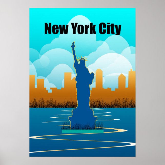 Póster Afiche de viaje de Nueva York de estilo vintage (Frente)