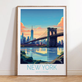 Póster Afiche de viaje de Nueva York, Poster de Brooklyn