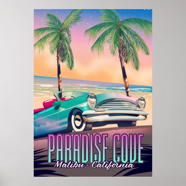 Póster Afiche de viaje de Paradise Cove, Malibu, Californ (Frente)