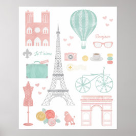 Póster Afiche de viaje de París