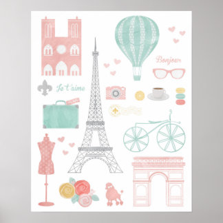 Póster Afiche de viaje de París
