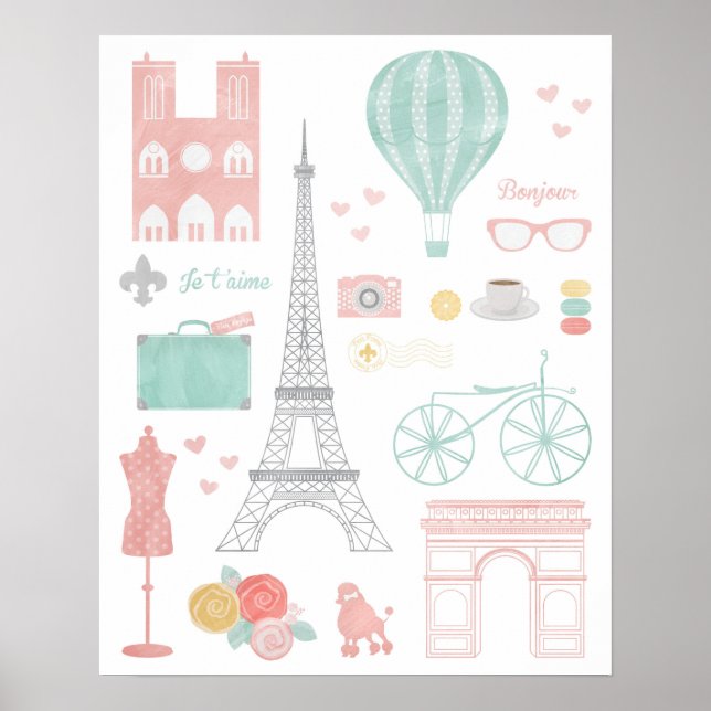 Póster Afiche de viaje de París (Frente)