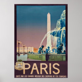 Póster Afiche de viaje de París de la época de 1930