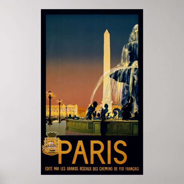 Póster Afiche de viaje de París para las redes ferroviari (Frente)