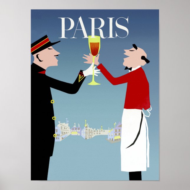 Póster Afiche de viaje de París y Francia (Frente)