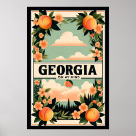 Póster Afiche de viaje de Peach de la vieja Georgia