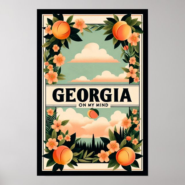 Póster Afiche de viaje de Peach de la vieja Georgia (Frente)