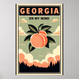 Póster Afiche de viaje de Peach de la vieja Georgia