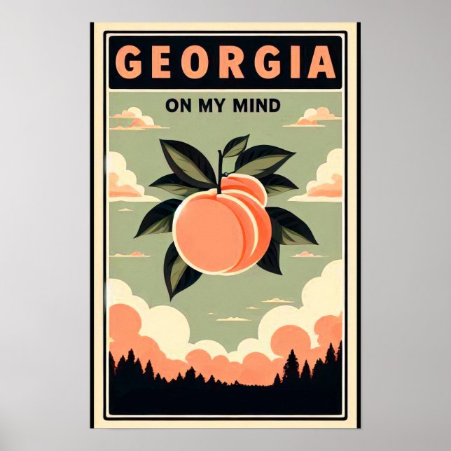 Póster Afiche de viaje de Peach de la vieja Georgia (Frente)
